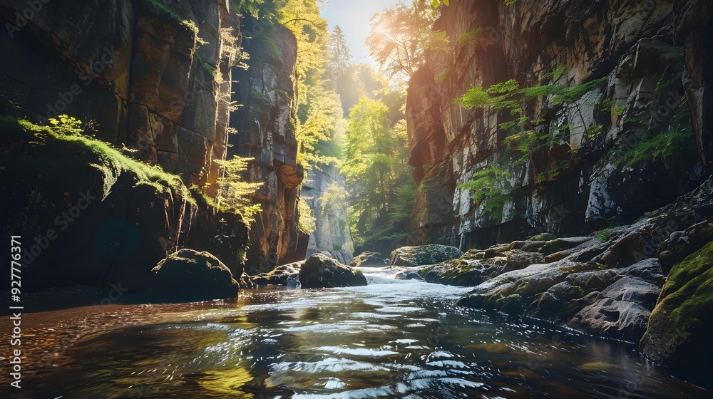 Wall mural gorge stone walls forming a narrow canyon