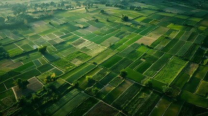 Green fields, agroculture, the outdoors, and an aerial view.