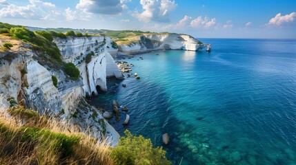 Gorge with chalk cliffs that rise