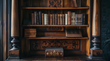 A wooden shelf with a pattern that says "the word" on it