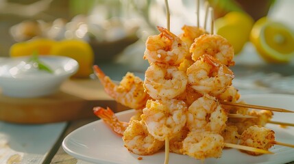 Buffet battered shrimp with tartar sauce served picture