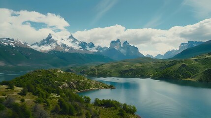 Obraz premium The ranges in patagonia rise above the plains