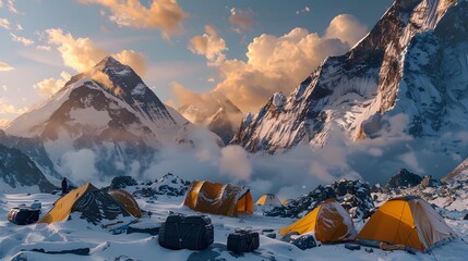 Expedition difficult to high mountain areas where climbers