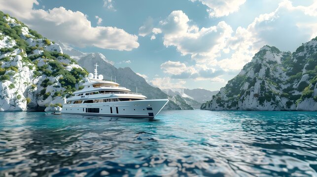 Yacht comfortable anchored near asque bay