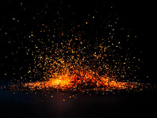 Fire spark image with black background