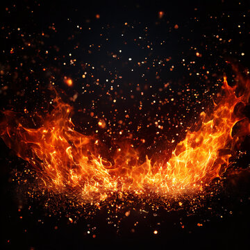 Fire spark image with black background