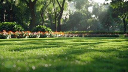 Sunlit Grass in a Tranquil Park