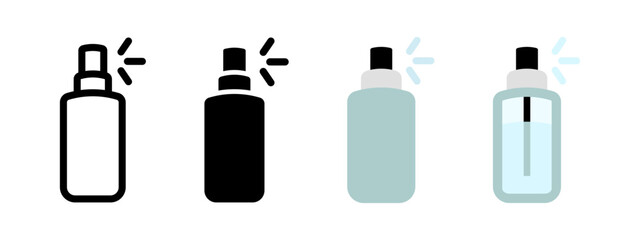 Spray bottle icon. Aerosol spray can vector illustration. Men's perfume, deodorant or lotion symbol. Graffiti paint sign. Transparent glass cylinder spray bottle pictogram.