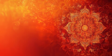 background with mandala patterns, bright red and orange shades