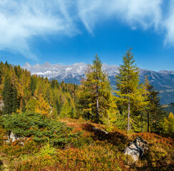 Peaceful autumn Alps mountain view. Reiteralm, Steiermark, Austria.