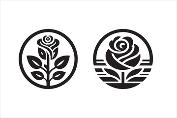 Rose Silhouette  Elegant Floral Graphics for Creative Design Projects