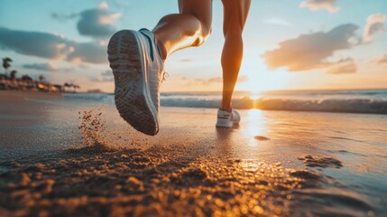 Running on the Beach at Sunset