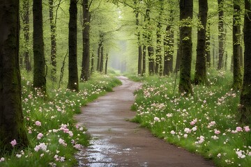 Obraz premium footpath in the woods