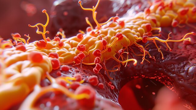 Detailed 3D Illustration of Atherosclerosis in Human Carotid Artery.
