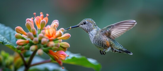 Fototapeta premium Hummingbird Feeding on Flower