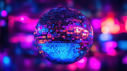Obraz premium Disco Ball with Neon Lights