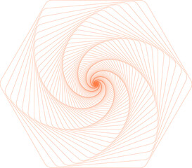 Abstract illustration of hexagon spiraling inward, creating mesmerizing pattern for design of meditation, spirituality, and esoteric symbolism. Mindfulness, inner peace, spiritual journeys