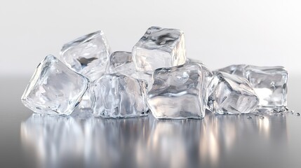 Crystal clear ice cubes scattered png on transparent background