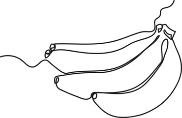 Obraz premium Banana Fruit One Line Art, Black and white vector of fresh fruits