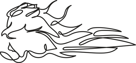 Dragon Fruit One Line Art, Fresh Fruits Black and White Vector