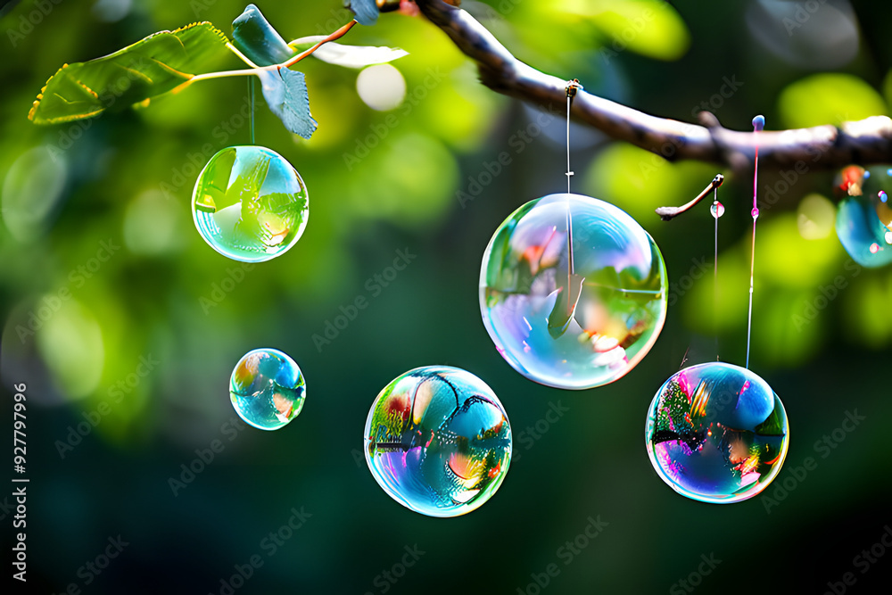 Canvas Prints soap bubbles on green background