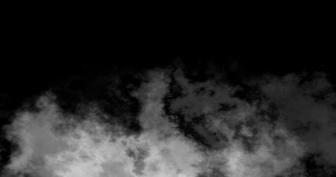 Smoke, fog and pattern of vapor or mist with texture for abstract background, art or design. Clouds, steam and dark smog moving in air for fume waves or gas from pollution with mockup background.