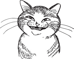 Sketch portrait of funny domestic cat