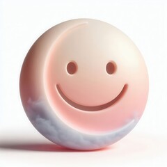 Fototapeta premium A whimsical, playful 3D smiley face blending a moon motif, perfect for design projects focused on positivity, dreams, or children's themes.