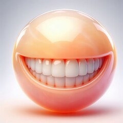 Obraz premium A cheerful, glossy smiling face icon, perfect for conveying positivity and happiness in design projects, marketing campaigns, or social media content.