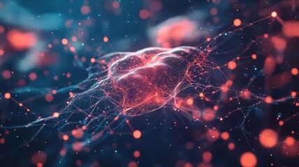 Abstract representation of a neural network with glowing nodes and connections.