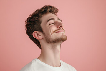 Fototapeta premium A close up of a man's face with his eyes closed