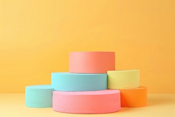 Colorful 3D Plasticine Style Cylinders on Soft Pastel Background &ndash; Stock Image for Art and Design Projects