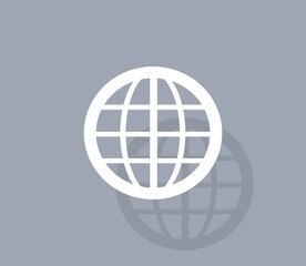 Vector icon of white color with shadow on gray background