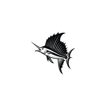 recommend clip art: Old engraved illustration of a swordfish, isolated on white