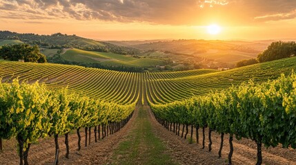 Fototapeta premium Vineyard Sunset