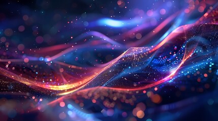 Futuristic wave panorama background design with lights and space for text