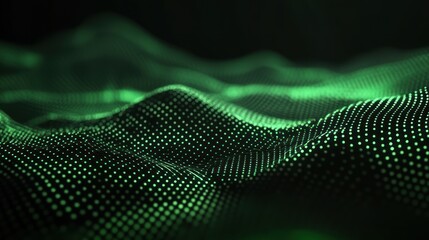 Green neon lines over black background. Streaming energy. Particles moving and leaving glowing tracks