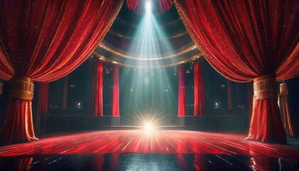 stage with red curtains