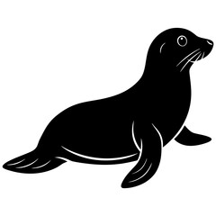 Hawaiian Monk Seal silhouette art vector