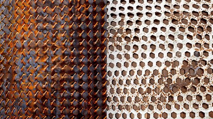 Textured Steel Mesh Panels Showing Contrast Between Rust and Cleanliness