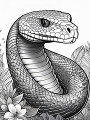 Fototapeta premium snake, coloring book, white background, black and white