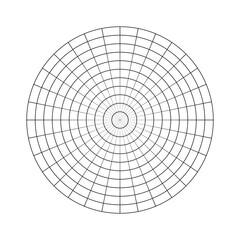 Vector illustration of a circular grid pattern. Isolated stock image featuring a geometric, radial design ideal for technology, frameworks, targets, and mathematical or abstract projects.