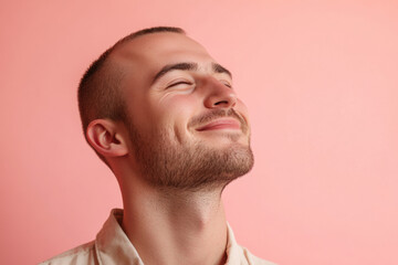 Fototapeta premium A close up of a man's face with his eyes closed
