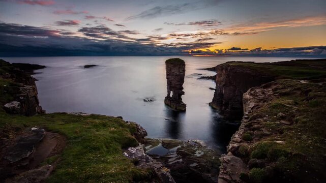 4k Time Lapse at Yesnaby with Calm Water in Sandwick Orkney