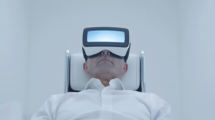 Naklejka premium Mature businessman wearing VR glasses in office 