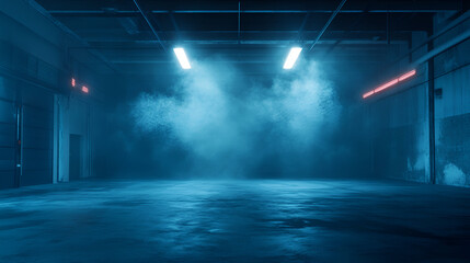 Empty backdrop scene spotlight illuminated Three dimensional  Running man.Sprint.Ware mesh from 3d app, Generative Ai