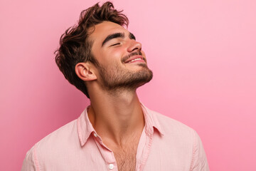 Fototapeta premium A close up of a man's face with his eyes closed