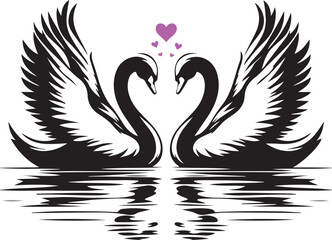 Obraz premium Swan love vector silhouette 