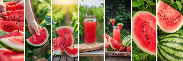 Photo collage summer theme with watermelon