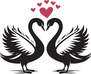 Obraz premium Swan love vector silhouette 